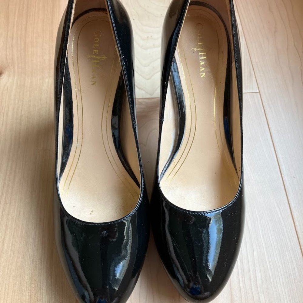 Cole Haan Nike Air “Chelsea” Black Patent Platform Heels